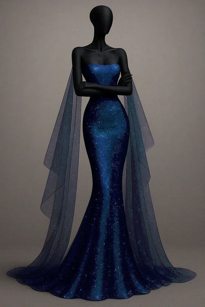 Blue/Purple Sparkling Long Satin Mermaid Prom Dress Evening Dress Party Dress gh5000