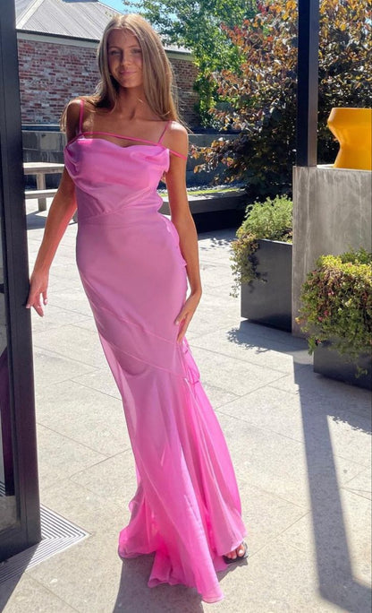 Pink Fashion Strap Long Tulle Prom Dress Evening Dress gh3068