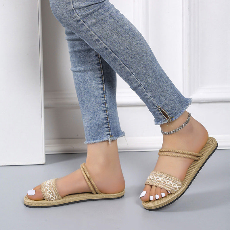 Braided flat sandals