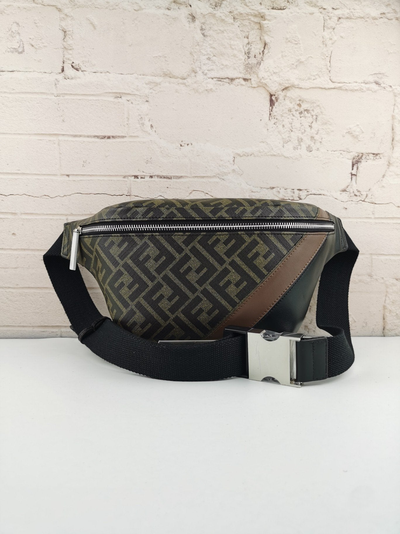 Fendi Zip Belt Bag Zucca Coated Canvas and Leather