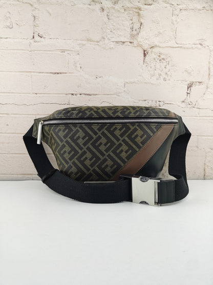 Fendi Zip Belt Bag Zucca Coated Canvas and Leather