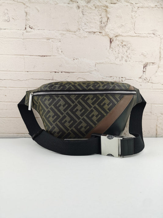 Fendi Zip Belt Bag Zucca Coated Canvas and Leather