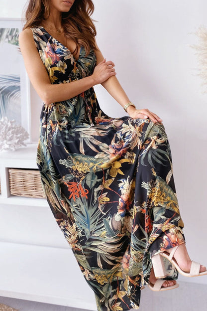 loveedsTM-Fashion Sweet Print V Neck A Line Dresses