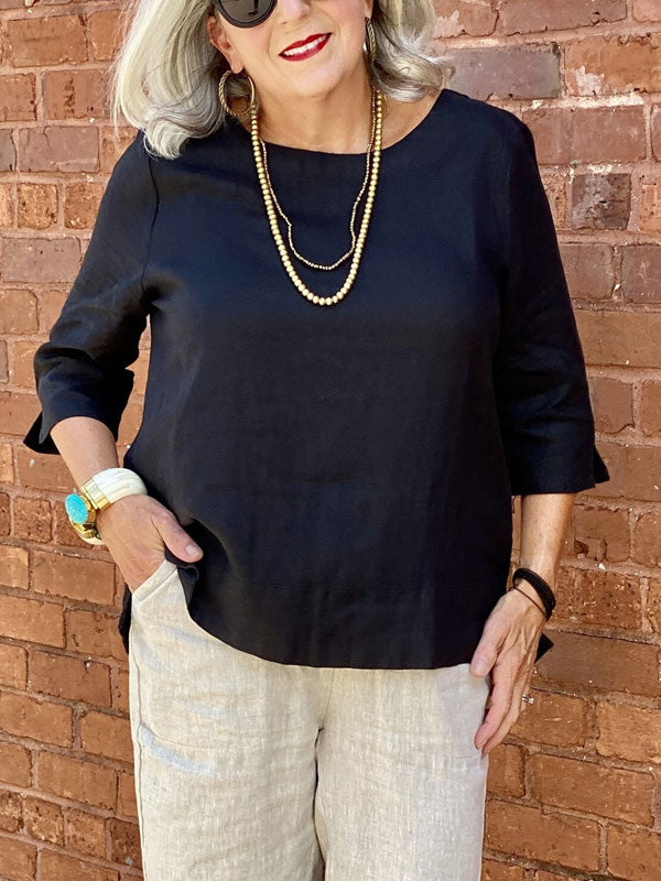 Pullover Cotton and Linen Elegant Ladies Shirt