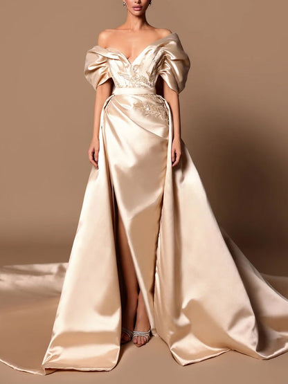 Off-shoulder Exquisite Embroidery Women's Dress