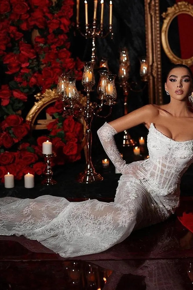 loveedsTM-Sexy fishtail dress with lace-vx