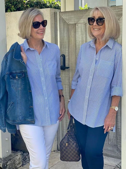 Casual Daily Striped Temperament Casual Ladies Shirt