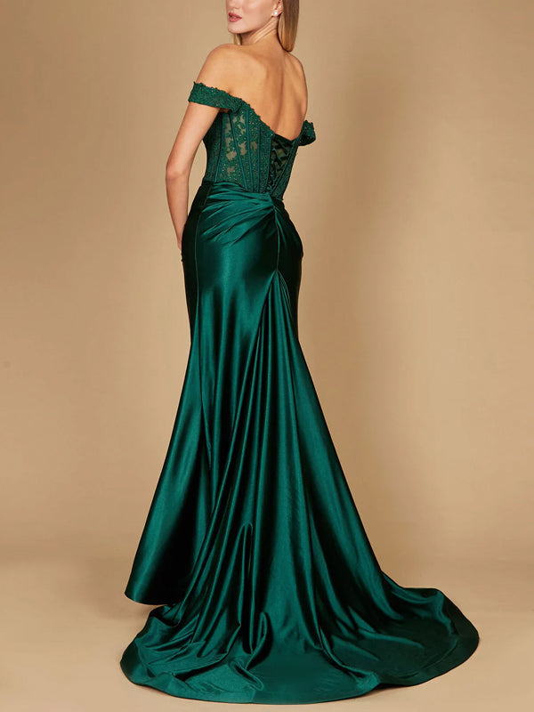 Solid Color Tube Top Lace Maxi Dress