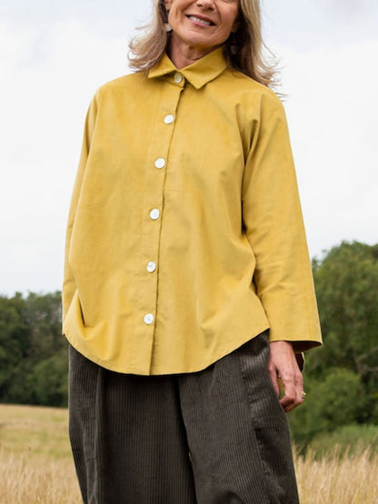 Comfortable Solid Color Cotton and Linen Women's Shirt