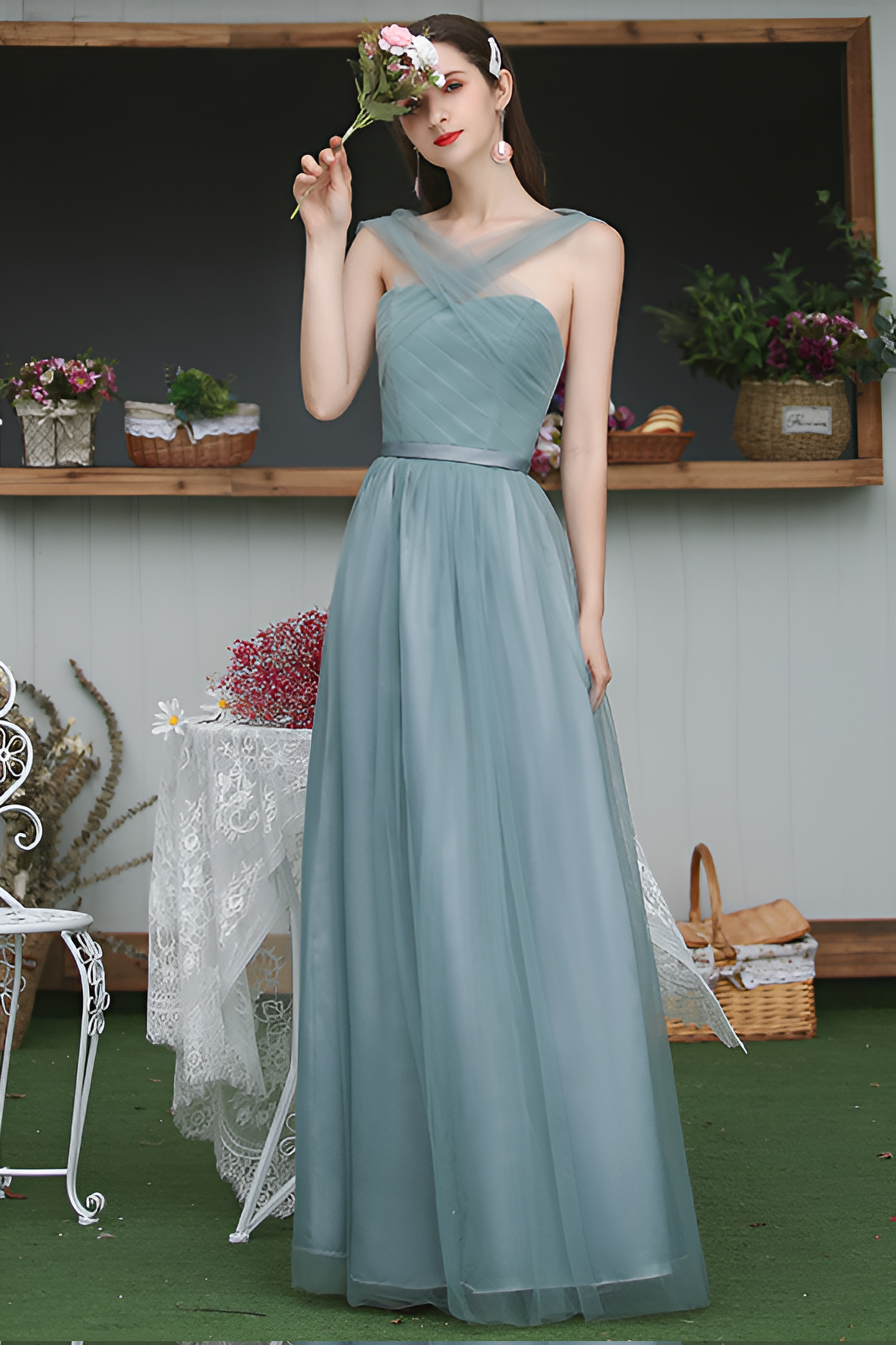loveedsTM-Flattering Mesh Bridesmaid Dress