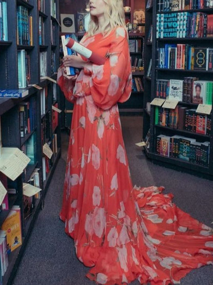 Temperament Printed Elegant Vacation Women's Dress