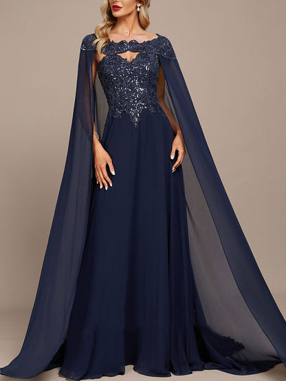 Round Neck Lace Trailing Evening Dress