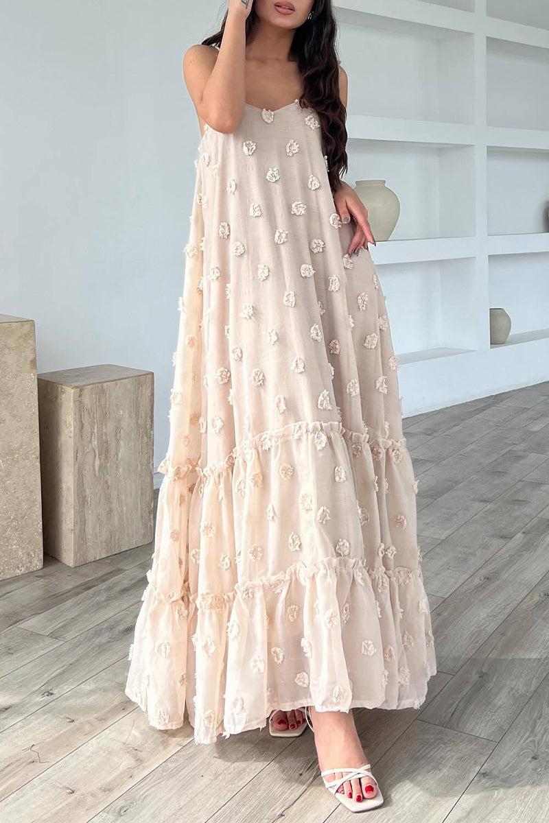 loveedsTM-Elegant Solid Flowers Square Collar Sling Dresses