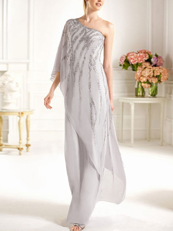 Sequin Designer Wedding Elegant Chiffon Jumpsuit