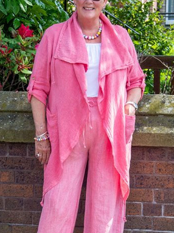 Simple Design Cotton Linen Women's Suit