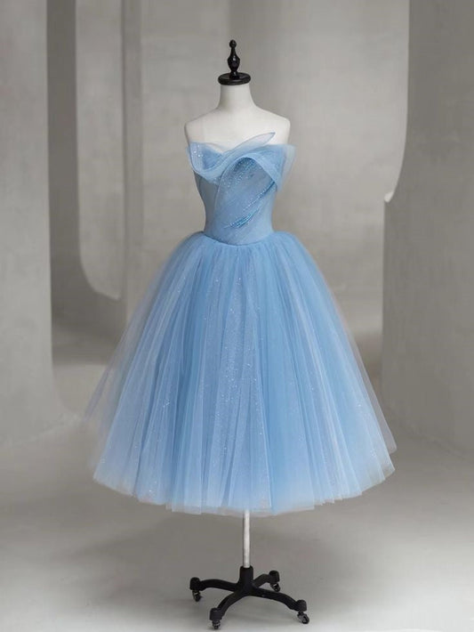 Blue shiny fashion elegant exquisite beading long tulle cute homecoming dress prom dress evening dress party dress gh3372