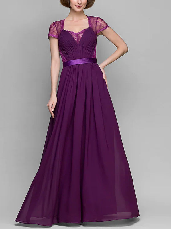 Lace Chiffon Solid Color Maxi Dress