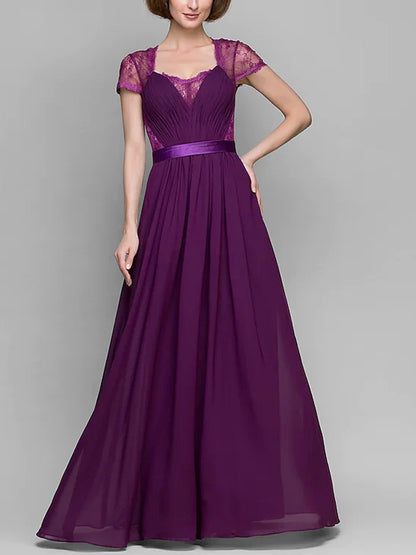 Lace Chiffon Solid Color Maxi Dress