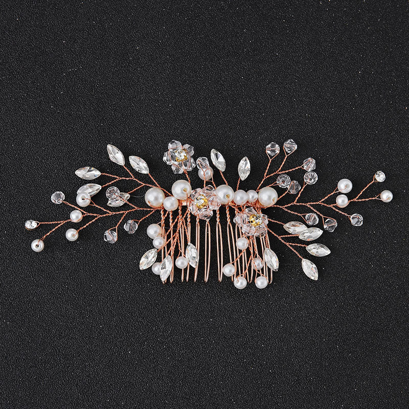 White Crystal Evening Plate Hair Comb