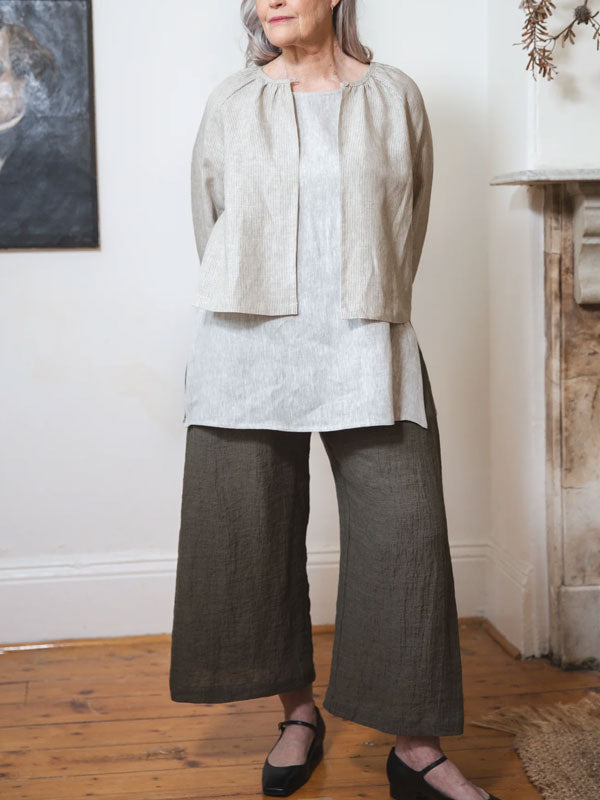 Small Cardigan Cropped Linen Jacket