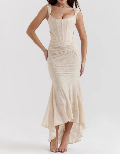 loveedsTM-New sexy and fashionable one-line collar bandeau fishbone hip-hugging fishtail long skirt