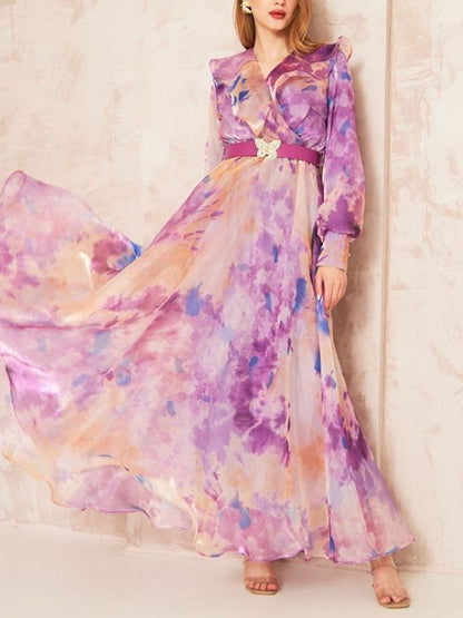 Flowing Chiffon Printed Beach Women's Dress