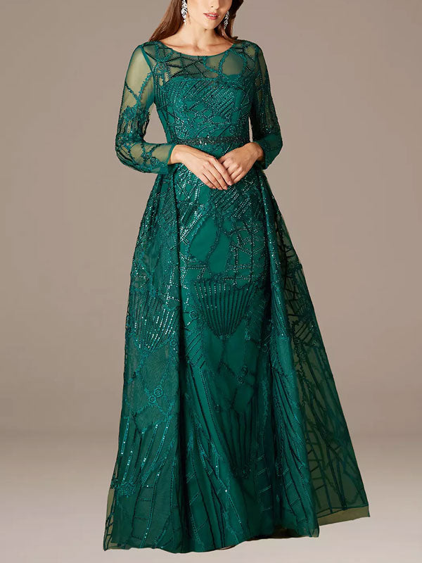 Embroidered Ball Gown with Overskirt