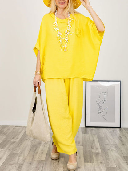 Loose Pullover Cotton and Linen Comfortable Women's Sets