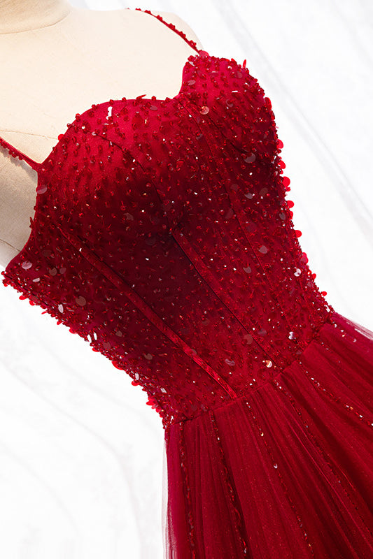 loveedsTM-Red strap banquet evening dress