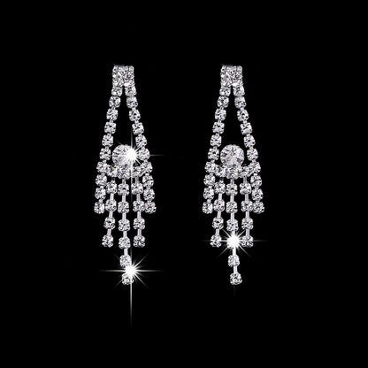 Zircon Necklace Earrings Bridal Wedding Jewelry Set