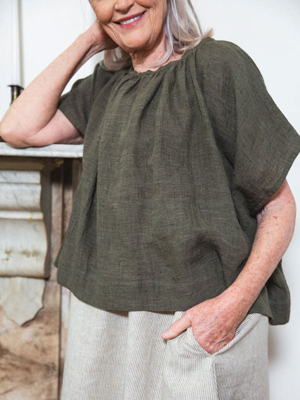 Loose Women's Cotton and Linen Short Sleeves