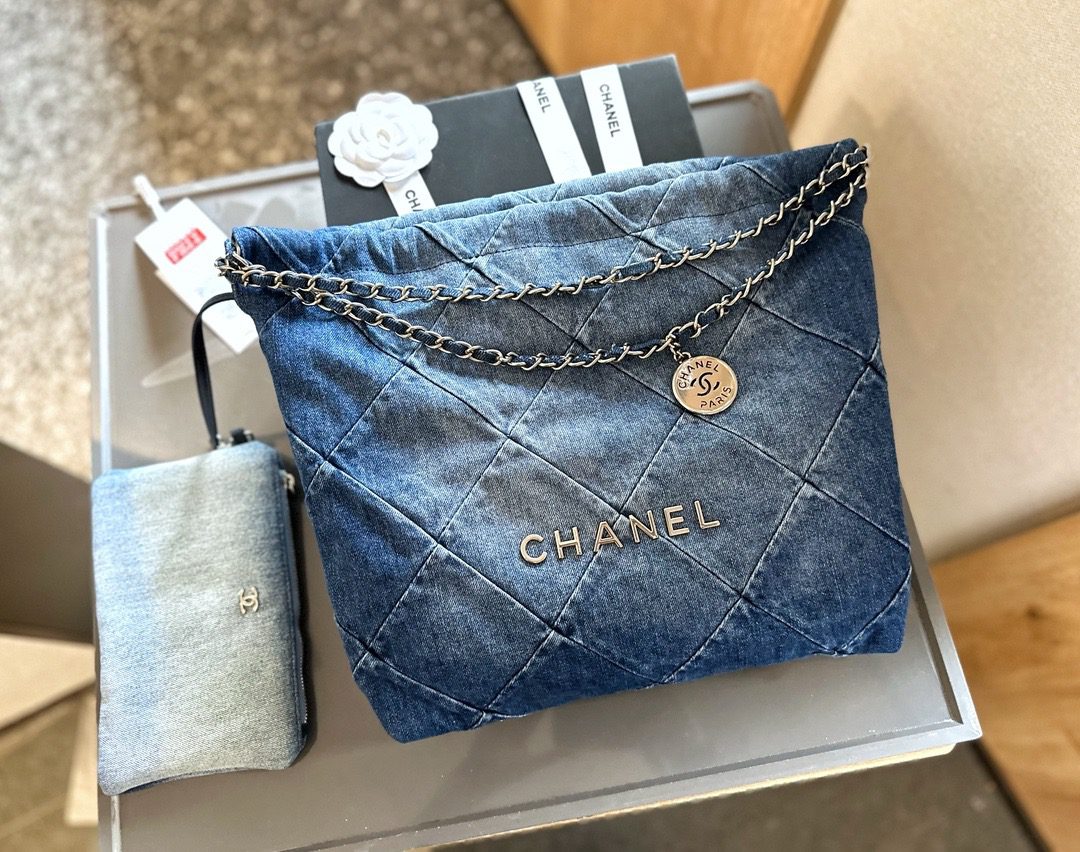 CHANEL 22 In Denim Small Handbag