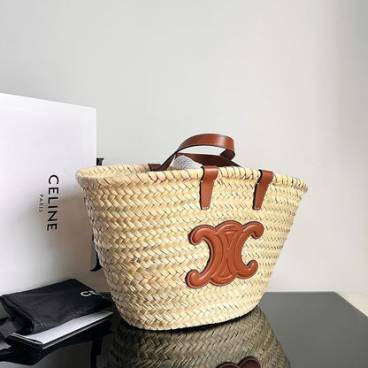 TEEN CELINE CLASSIC PANIER in Palm leaves and Calfskin