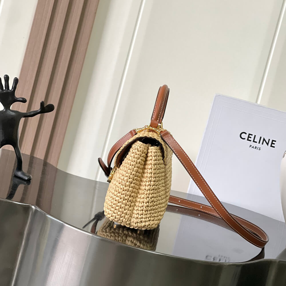CELINE TEEN NINO BAG IN Raffia and calfskin