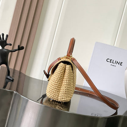 CELINE TEEN NINO BAG IN Raffia and calfskin