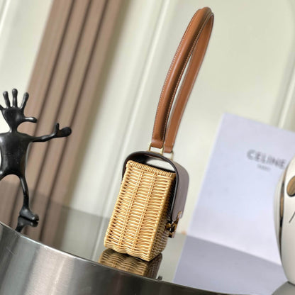 CELINE TEEN GARANCE BAG IN WICKER AND NATURAL CALFSKIN