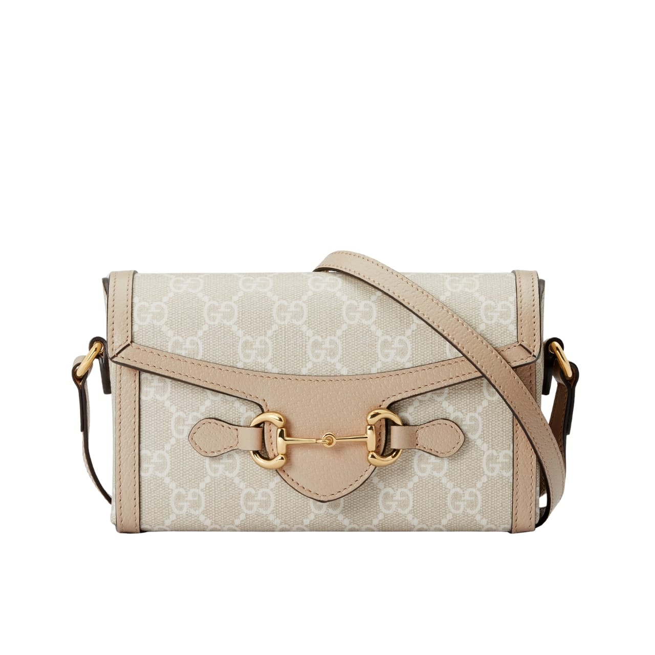 GUCCI HORSEBIT 1955 MINI BAG ‎BEIGE AND WHITE GG SUPREME 18CM ‎‎699296 UULBG 9683