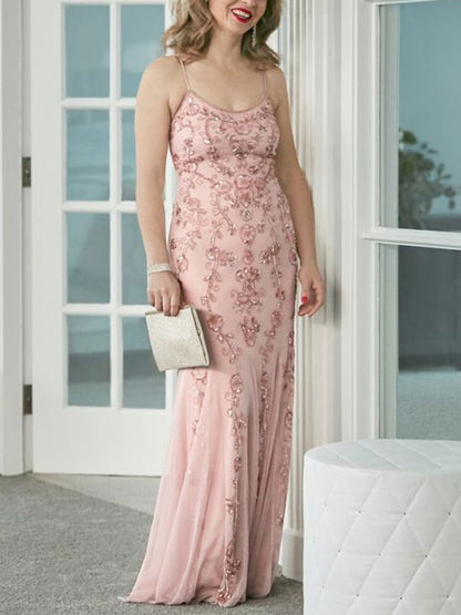 Beaded Paghetti Strap Scoopneck Heath Dress