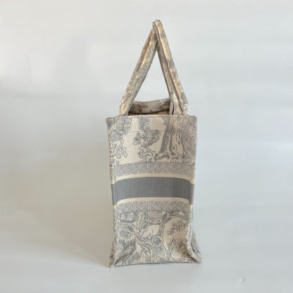 Dior Grey/White Embroidered Canvas Medium Book Tote