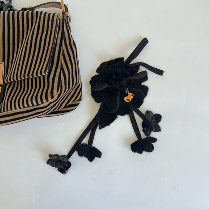 Fendi striped velvet FF flap shoulder vintage bag