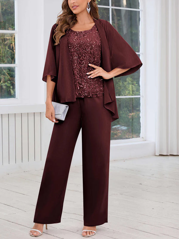 Lace Solid Color Three-Piece Suit