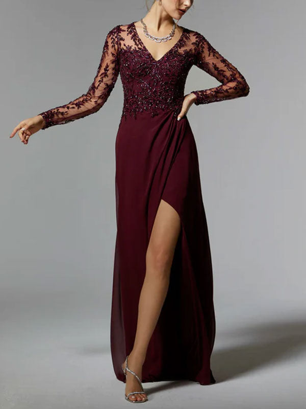 Chiffon Splicing Sequins Temperament Women's Dress