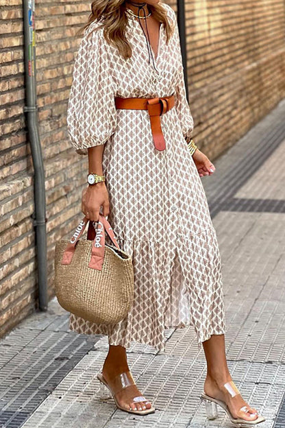 loveedsTM-Elegant Floral With Belt V Neck A Line Dresses