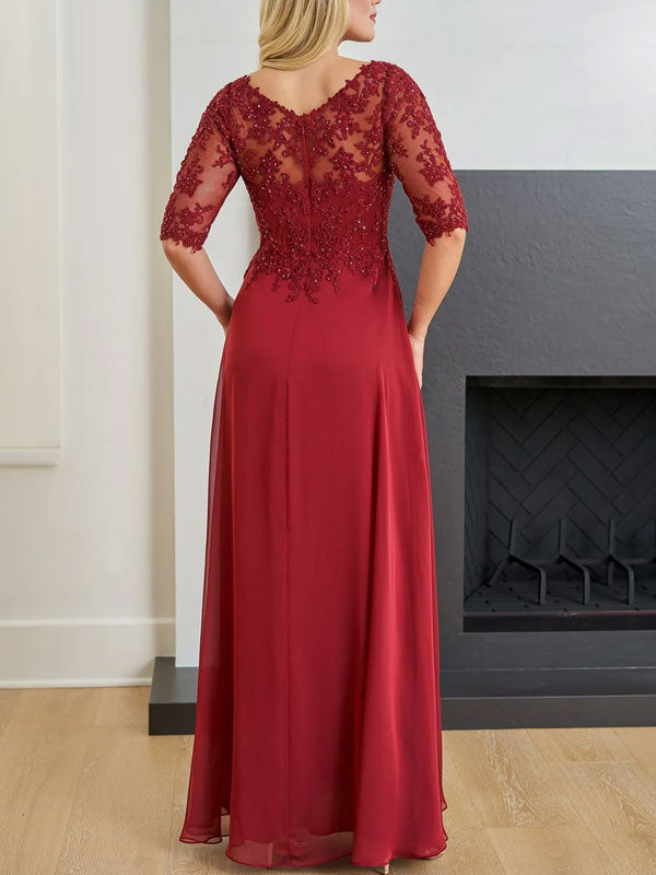 Sexy Beaded Temperament Slit Women's Evening Dress