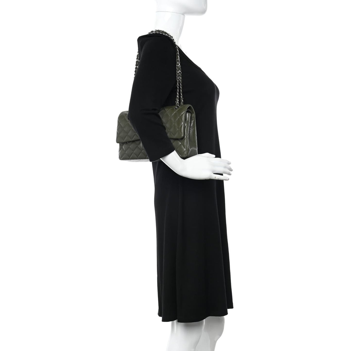 Chanel Caviar Quilted Medium Double Flap Dark Green