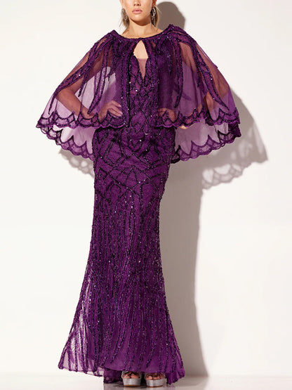 Solid Color Lace Maxi Dress