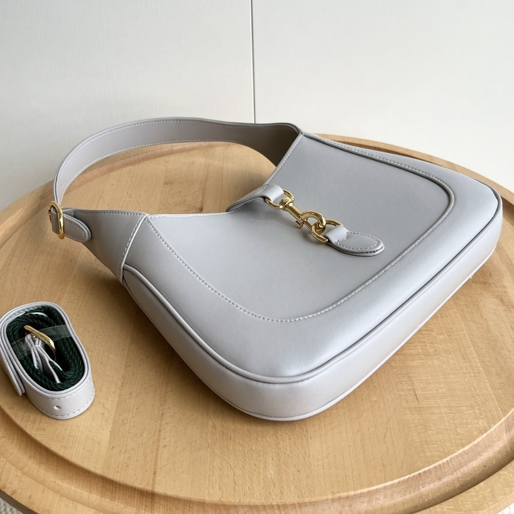 GUCCI JACKIE 1961 MEDIUM TOTE BAG LIGHT GREY LEATHER 27CM 782849 AADDX 1741