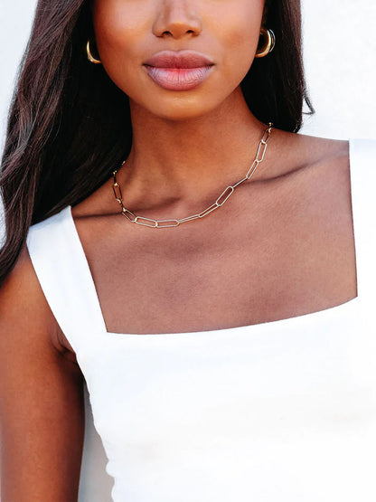 Paper Clip Simple Necklace Clavicle Chain