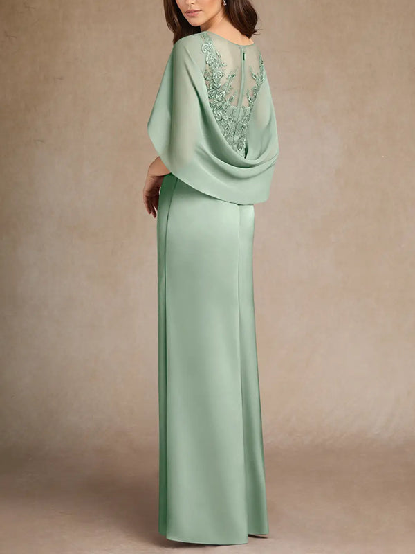 Agave A-Line Lace Stretch Satin Dress