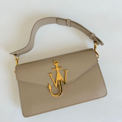 JW Anderson Logo Beige Leather Shoulder Bag